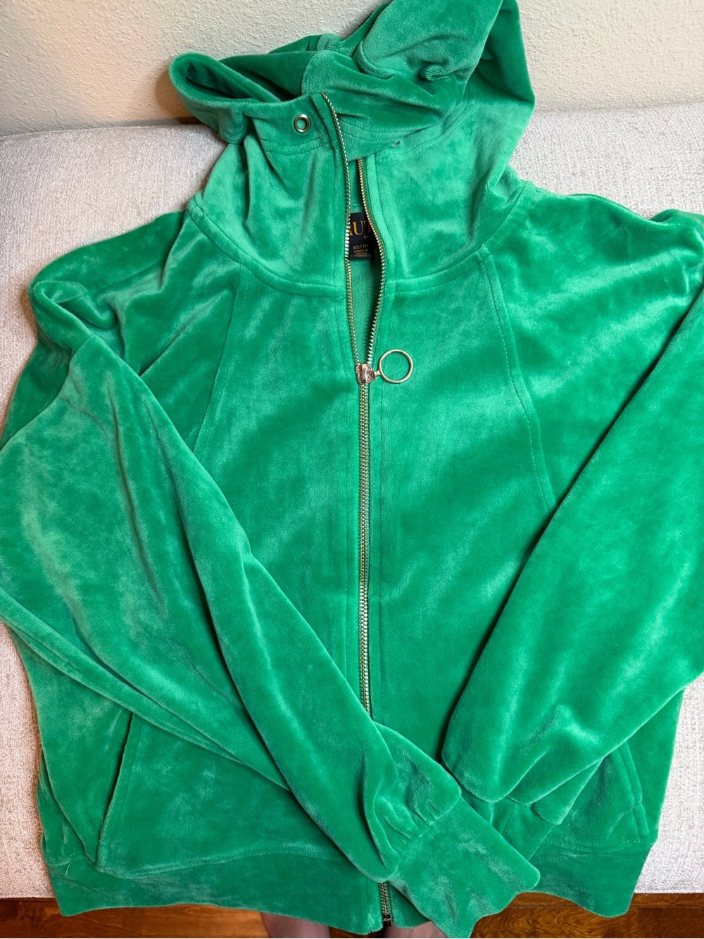 Velour Green Zip-Up Hoodie Jacket and Jogger Pant Set